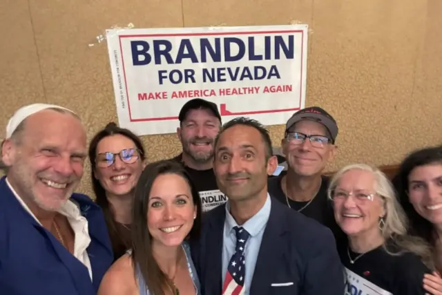 Chris Brandlin with supporters in Las Vegas